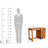 Solid Sheesham Wood Zigzag Study Table With Chair (Natural Finish)